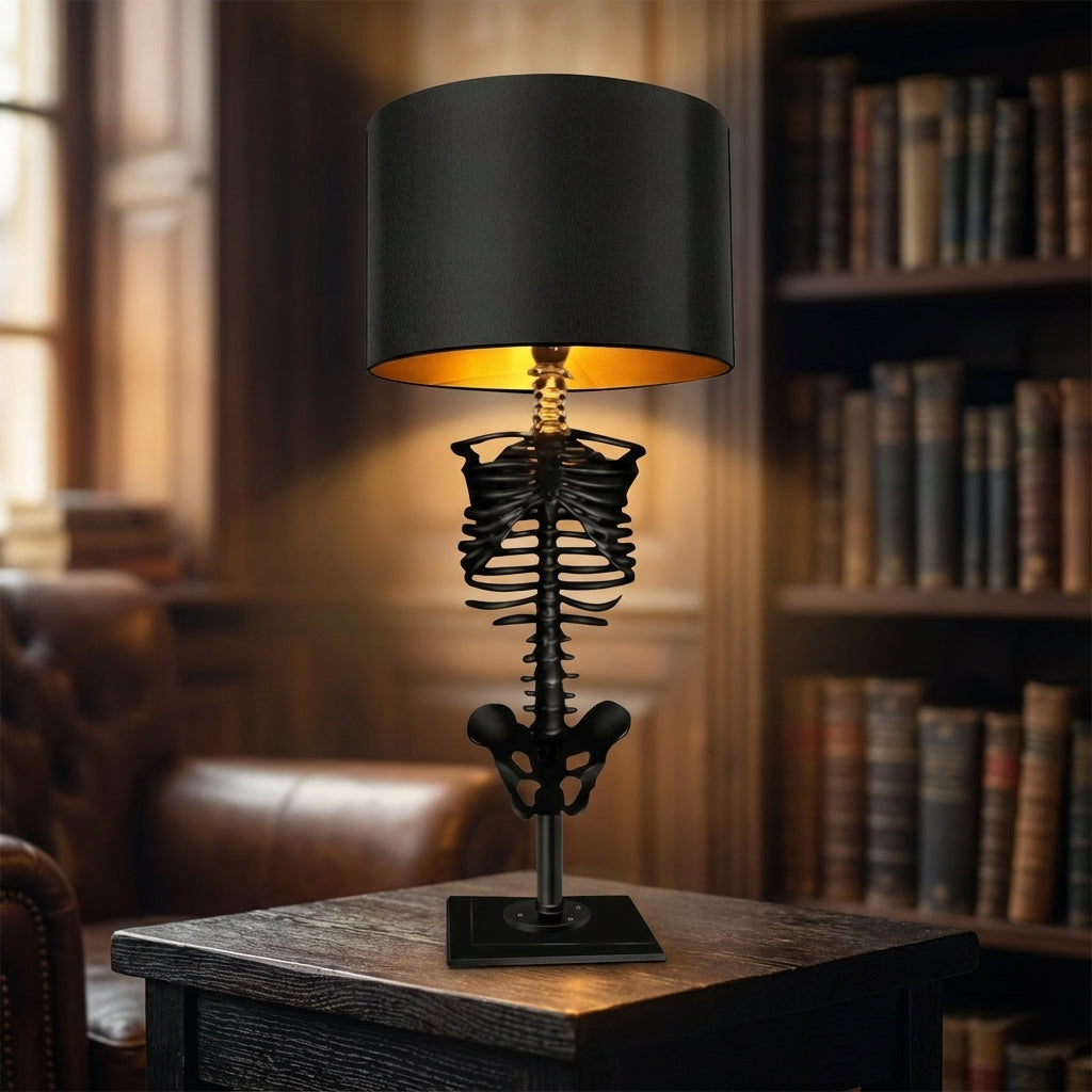Table Lamp Resin Skeleton 35.0 cm Black Gothic Bedroom Desk Ambient Lighting Dark Romantic Decor | Thomler