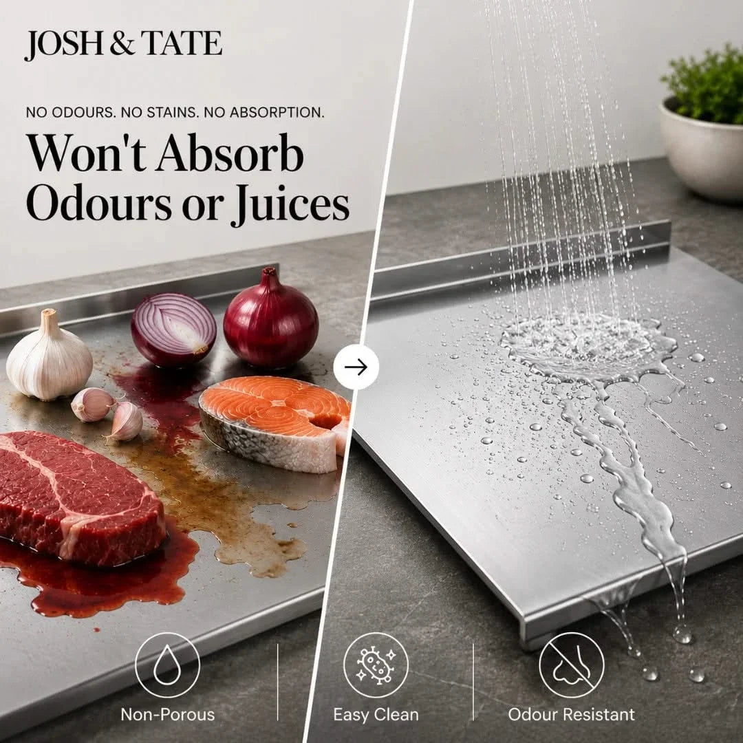 Metal Prep Surface with Raised Rim for Easy Cleanup & Food Safety | Thomler