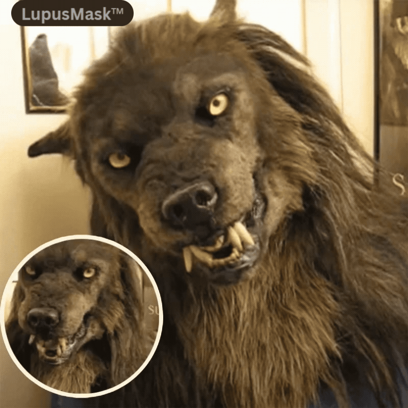 Lifelike Werewolf Mask with Faux Fur for Adults | Full Head Silicone Wolf Costume Mask | Halloween Party, Cosplay & Costume Events | Thomler