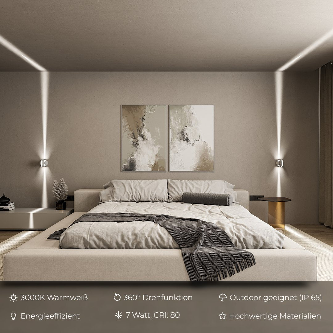 Dual-Beam Rotating Wall Light Fixture with Adjustable 360° Swivel Head for Living Room Bedroom Hallway Accent Illumination | Thomler
