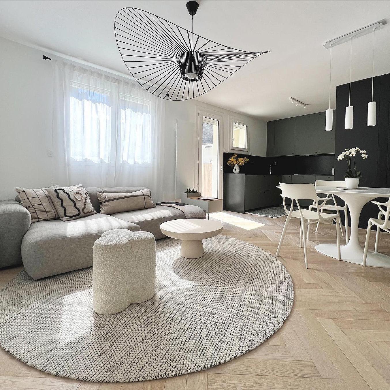 Pendant Light Fiber Glass 47.2 in Black Dining Room Living Room Hanging Ceiling Lamp | Thomler