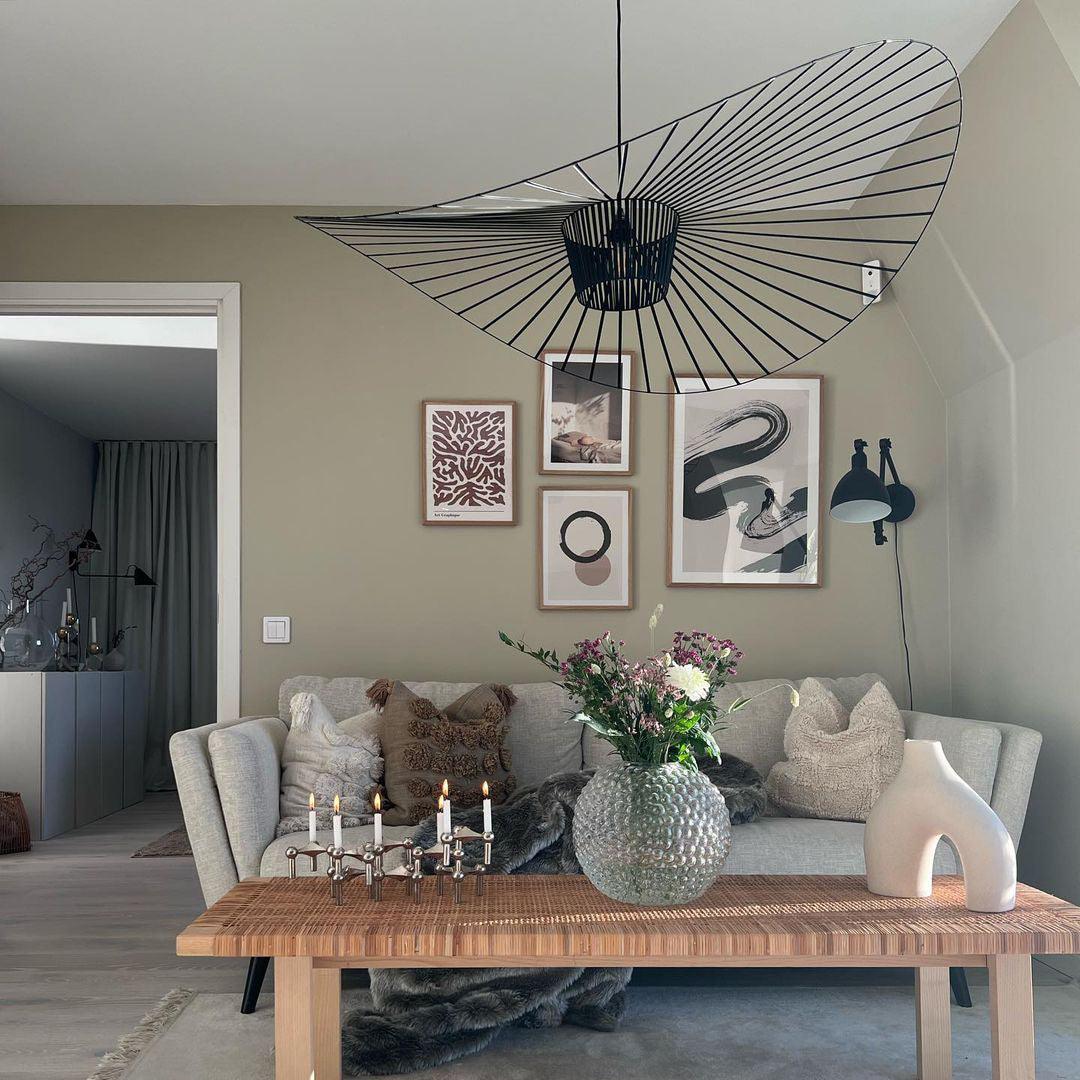 Pendant Light Fiber Glass 47.2 in Black Dining Room Living Room Hanging Ceiling Lamp | Thomler