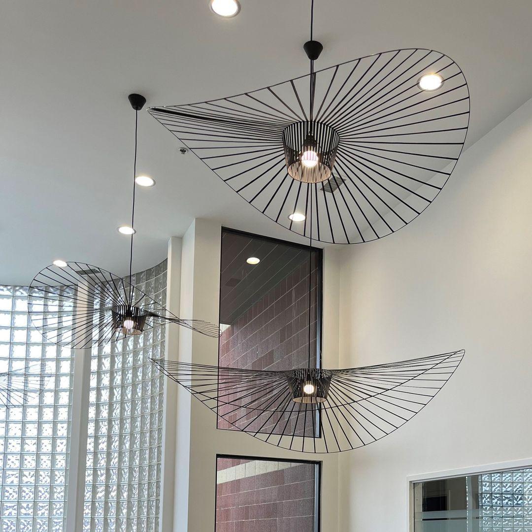 Pendant Light Fiber Glass 47.2 in Black Dining Room Living Room Hanging Ceiling Lamp | Thomler