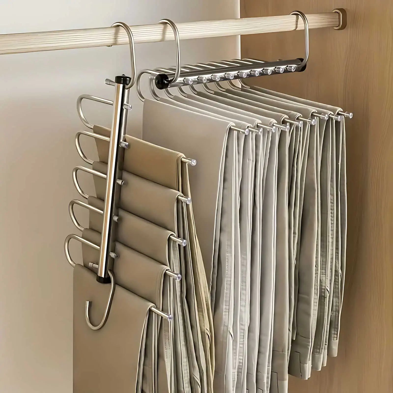 Clothes Hanger Stainless Steel Multi Bar Rotating Hook Wardrobe Organiser Space Saving Trouser Scarf Towel Storage | Thomler