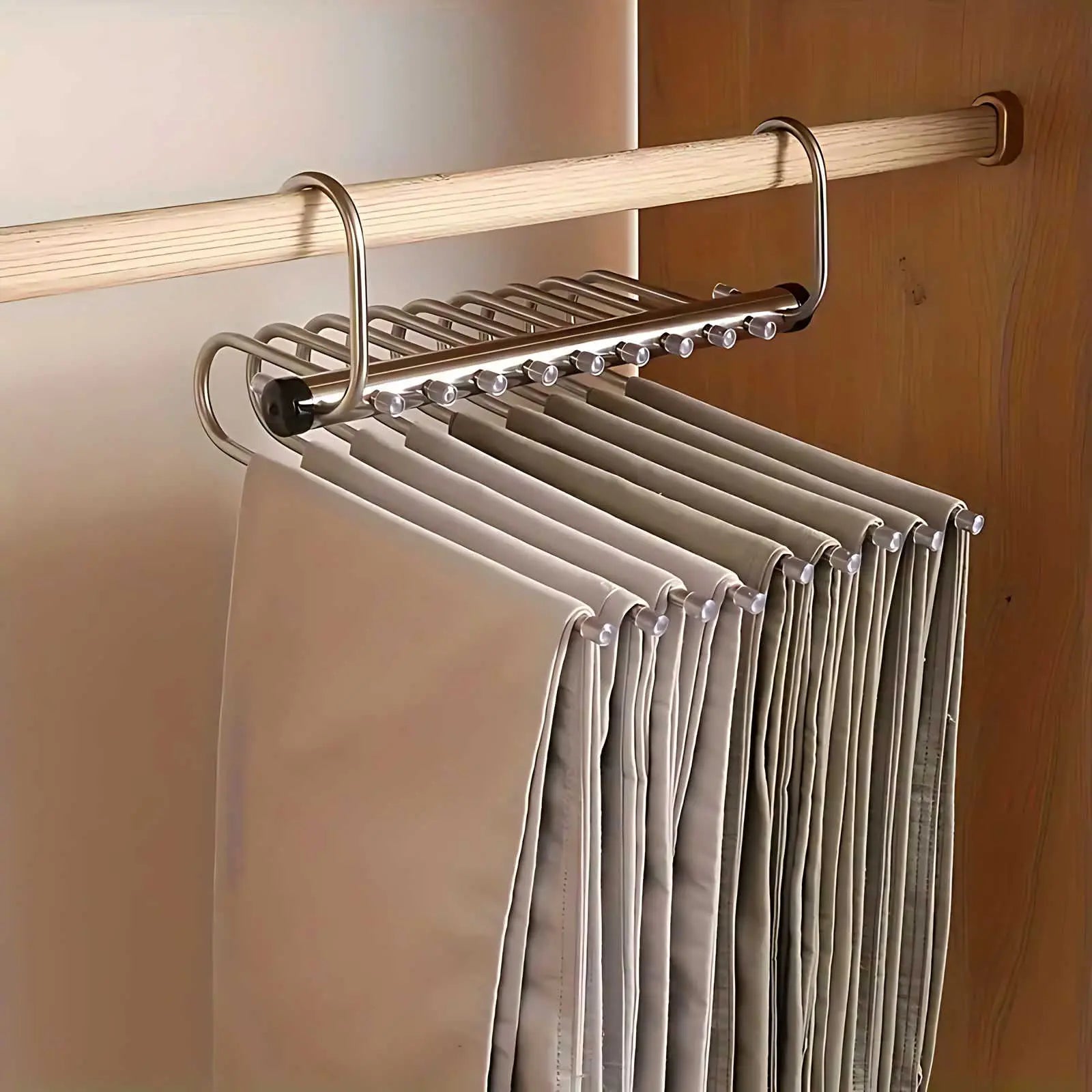 Clothes Hanger Stainless Steel Multi Bar Rotating Hook Wardrobe Organiser Space Saving Trouser Scarf Towel Storage | Thomler