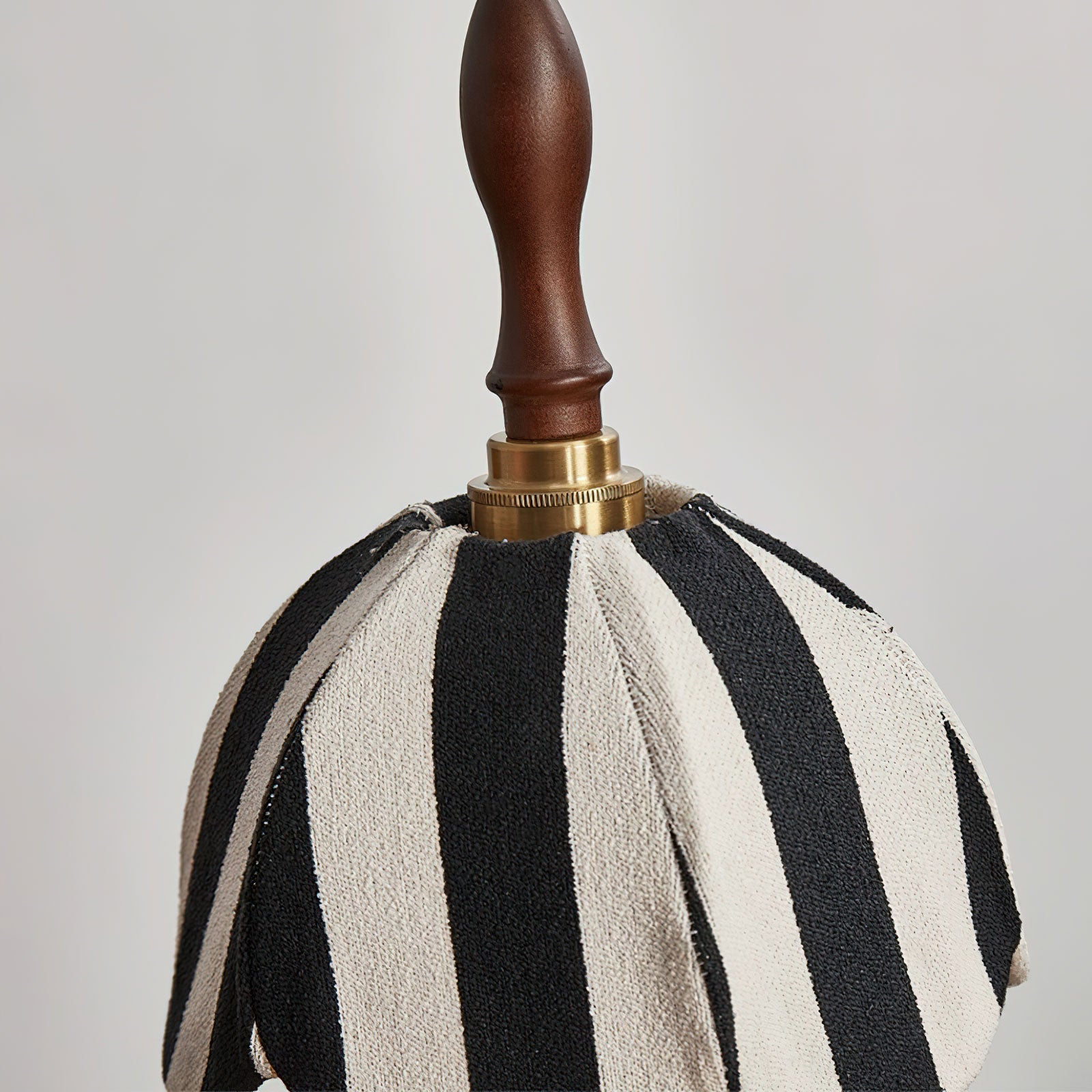 Pendant Light Wood 7.9 in Black White Striped Fabric Tulip Shape Dining Room Accent Lighting | Thomler