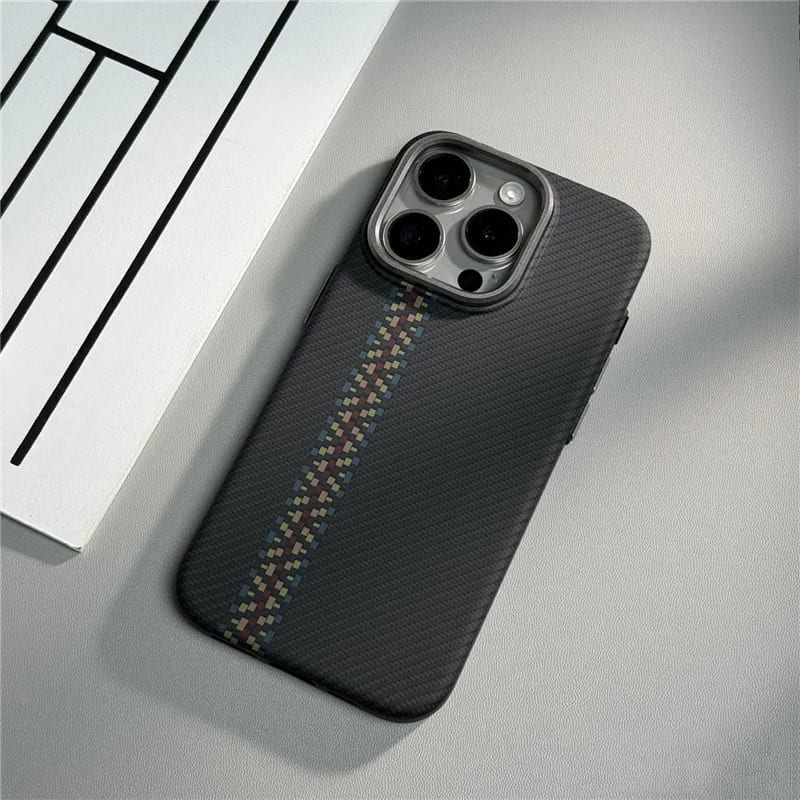 Carbon Fiber Textured Phone Case for iPhone 12-17 | Shock-Absorbing Protection with Raised Edges & Precise Cutouts | Thomler