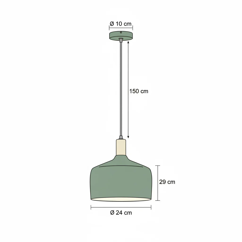 Pendant Light Aluminium Alloy 24.0 cm Green Kitchen Island Dining Room Scandinavian Hanging Ceiling Lamp E27 LED | Thomler