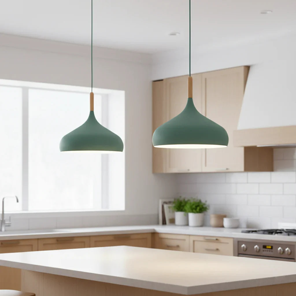 Pendant Light Aluminium Alloy 24.0 cm Green Kitchen Island Dining Room Scandinavian Hanging Ceiling Lamp E27 LED | Thomler