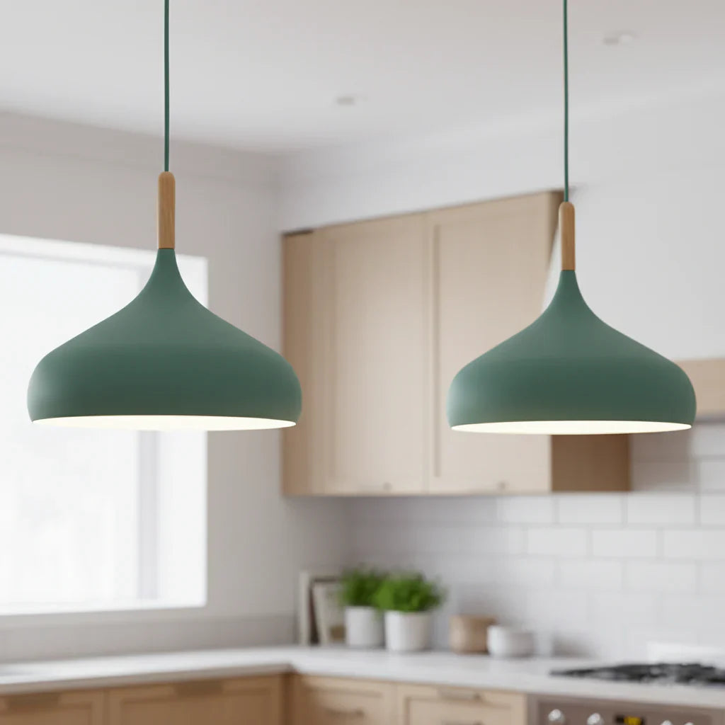 Pendant Light Aluminium Alloy 24.0 cm Green Kitchen Island Dining Room Scandinavian Hanging Ceiling Lamp E27 LED | Thomler