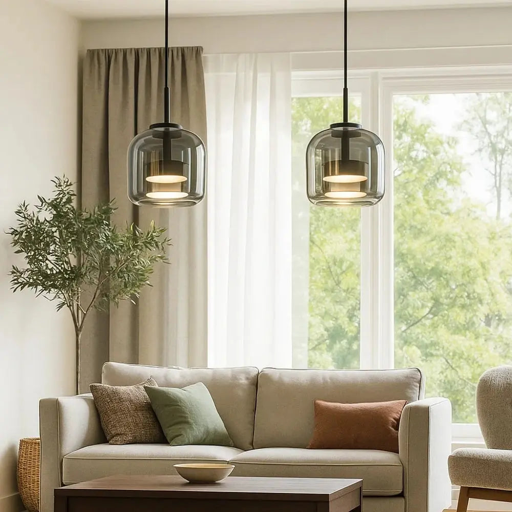 Pendant Light Glass Ombre Shade 33.0 cm Smoke Dining Room Kitchen Island Hanging Ceiling Lamp | Thomler