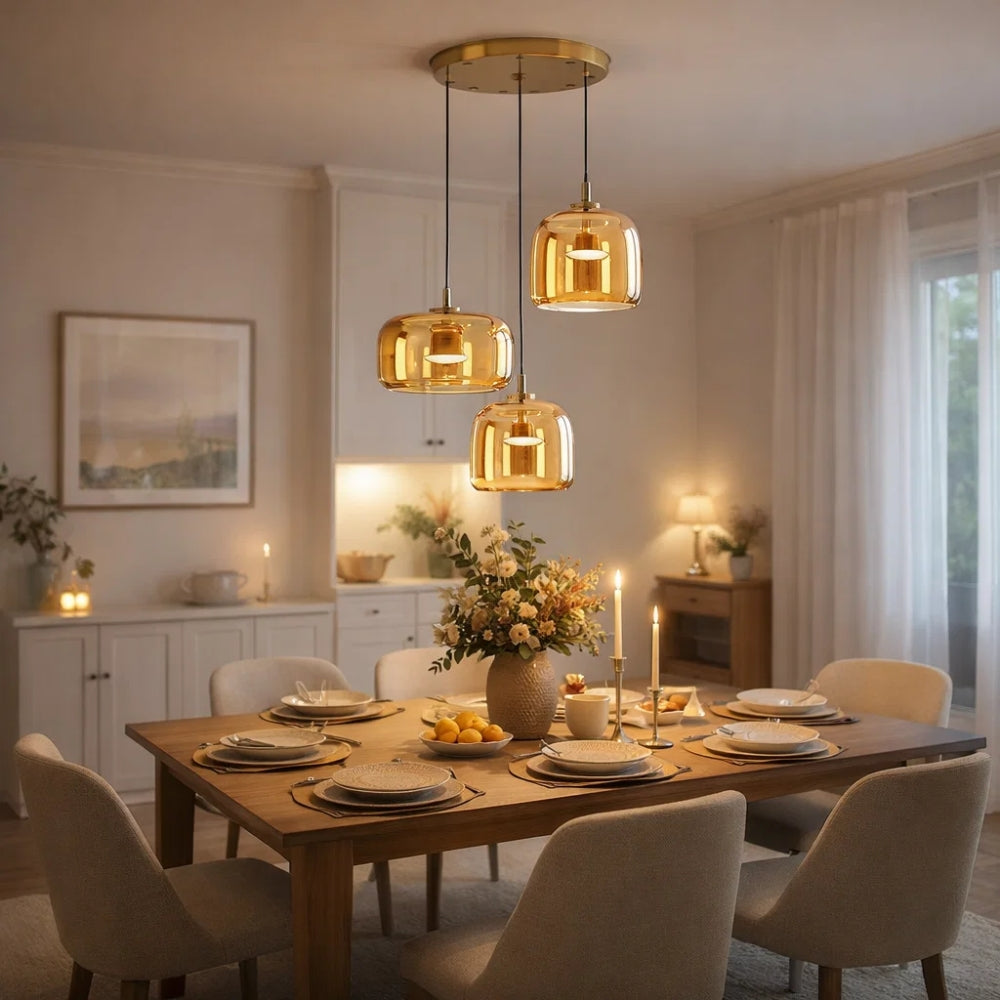 Pendant Light Glass Ombre Shade 33.0 cm Smoke Dining Room Kitchen Island Hanging Ceiling Lamp | Thomler