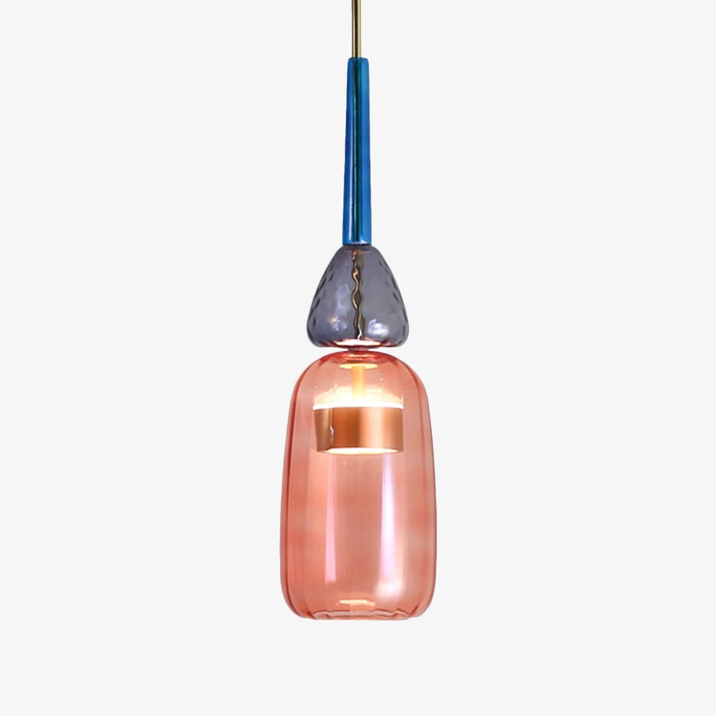 Pendant Light Iron LED 6.3 in Colored Glass Adjustable Dining Living Room Bedroom Ceiling Lamp | Thomler