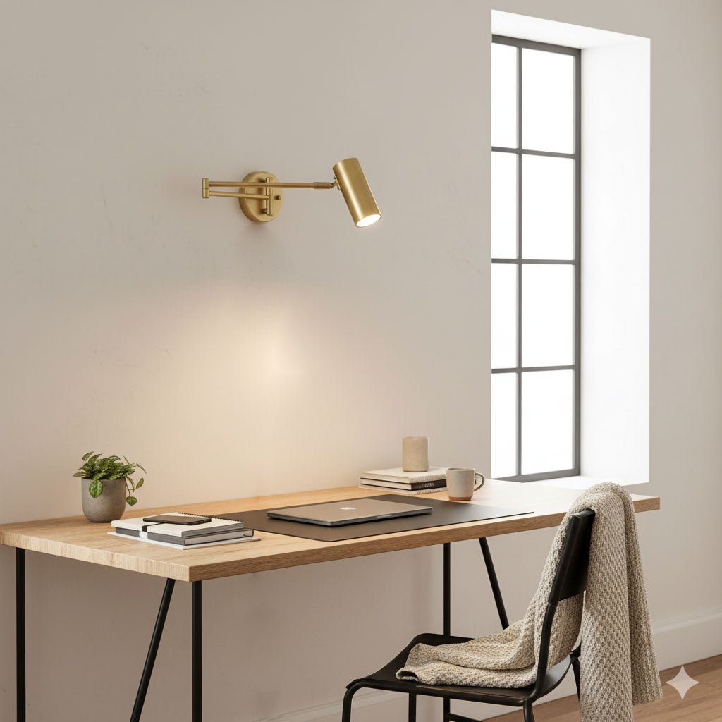 Metal LED Wall Sconce 12.6 in Adjustable Indoor Bedroom Hallway Modern Wall Light Rotating Dimmable Fixture | Thomler