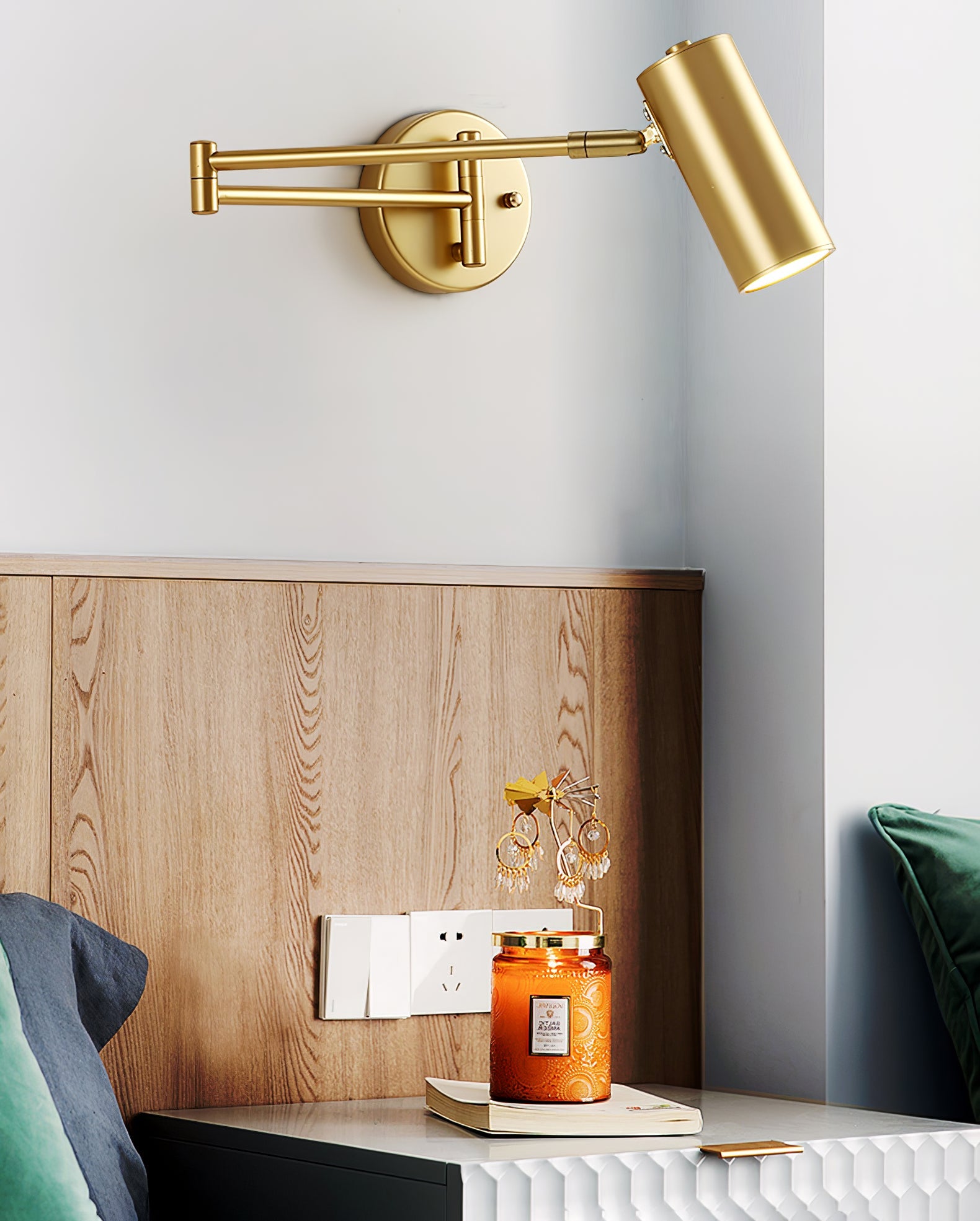 Metal LED Wall Sconce 12.6 in Adjustable Indoor Bedroom Hallway Modern Wall Light Rotating Dimmable Fixture | Thomler