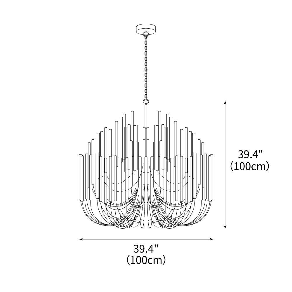 Chandelier Wood Metal 31.5 in Round Whitewash Living Room Dining Bedroom Lighting Fixture | Thomler