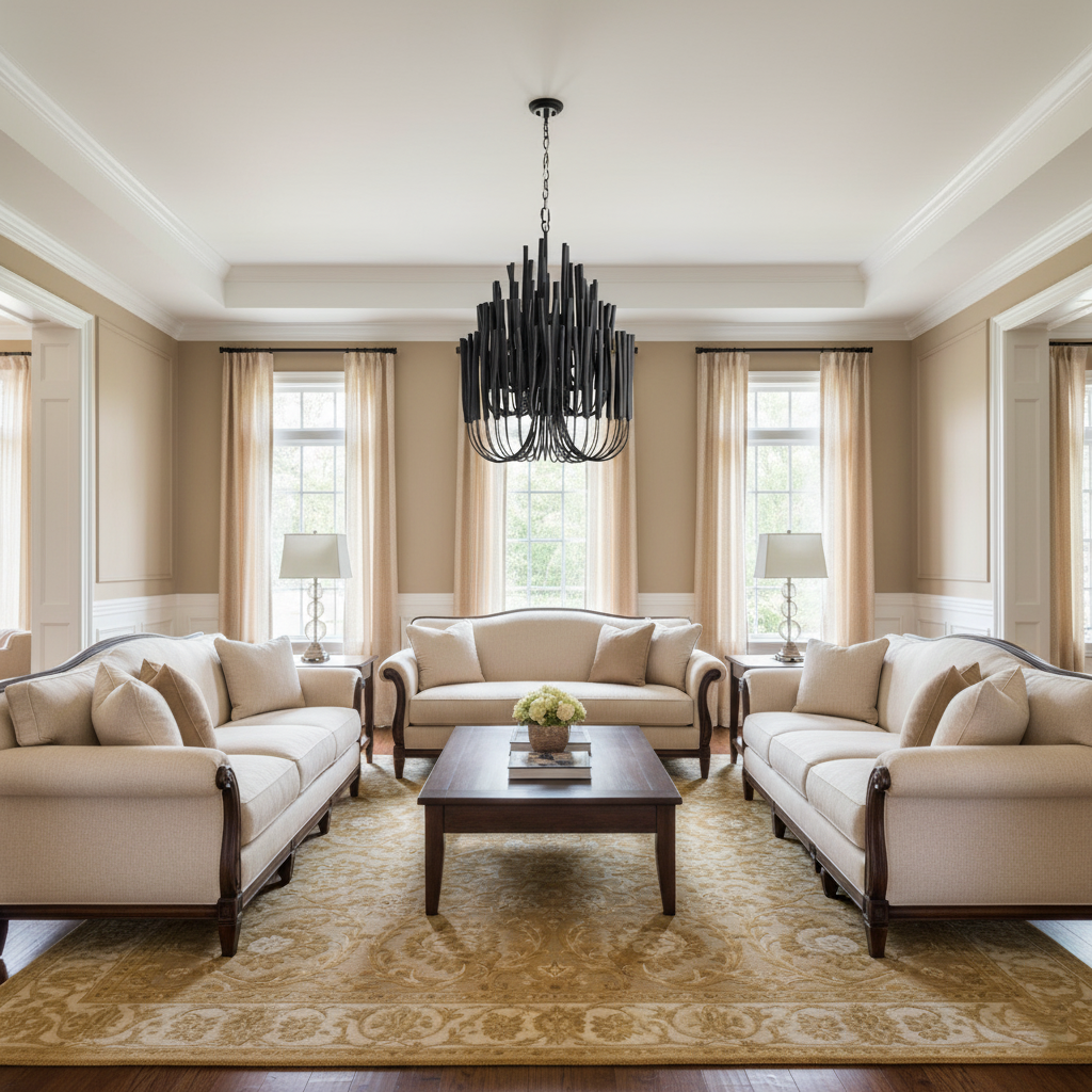 Chandelier Wood Metal 31.5 in Round Whitewash Living Room Dining Bedroom Lighting Fixture | Thomler