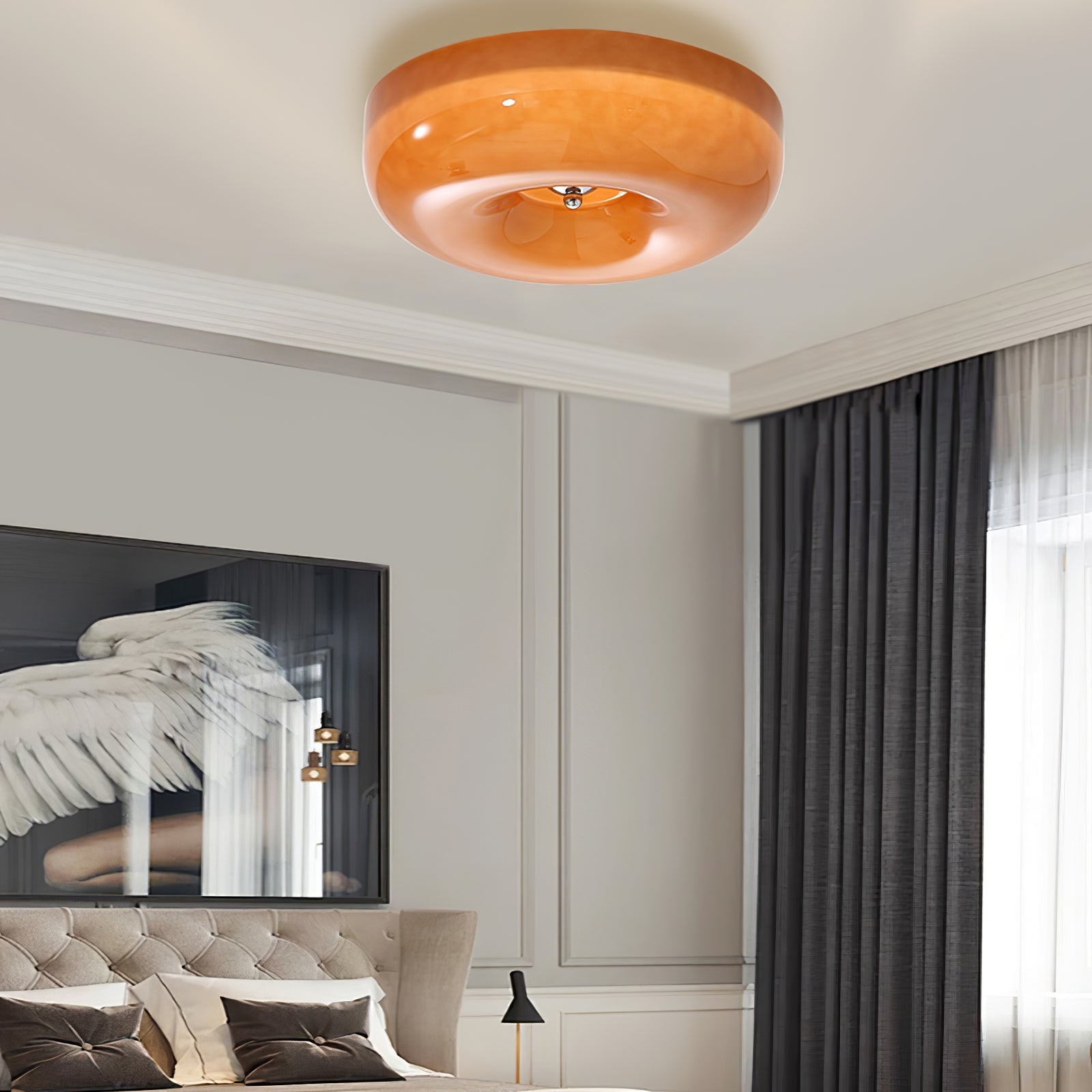 Ceiling Light Swirl Glass LED 40.0 cm Beige Living Room Flush Mount Fixture Modern Indoor Lighting | Thomler