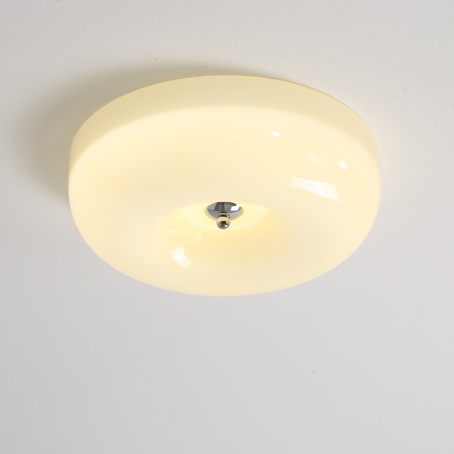 Swirled Glass Flush Mount Ceiling Light with Integrated LED – Chrome Finish – Dimmable Warm White – Modern Ceiling Lamp for Bedroom Living | Thomler