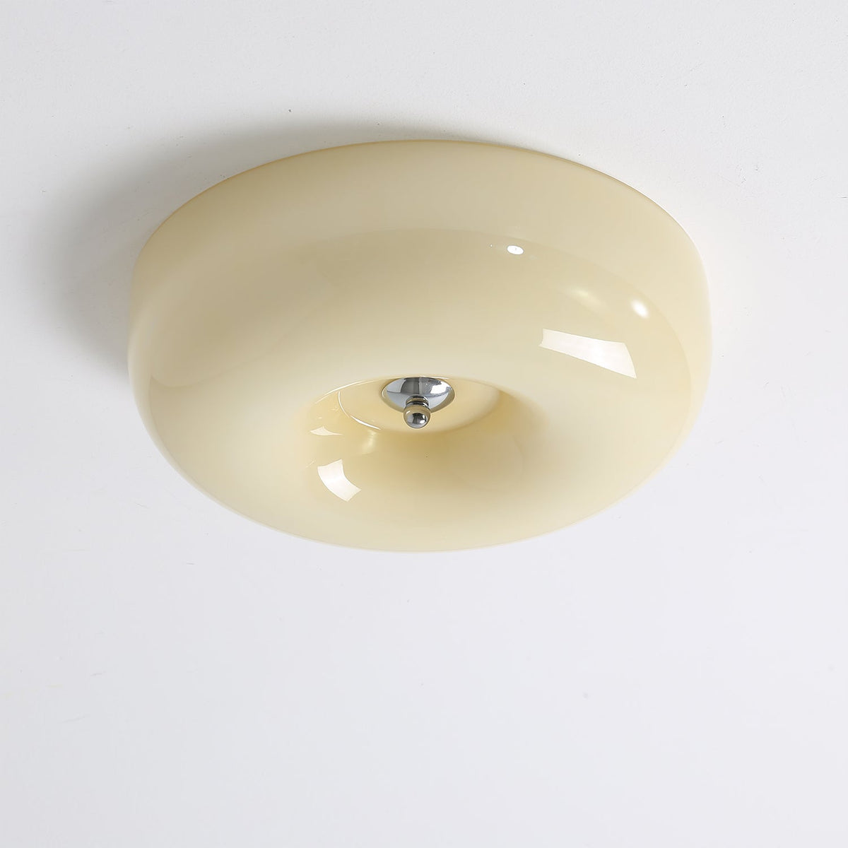 Swirled Glass Flush Mount Ceiling Light with Integrated LED – Chrome Finish – Dimmable Warm White – Modern Ceiling Lamp for Bedroom Living | Thomler
