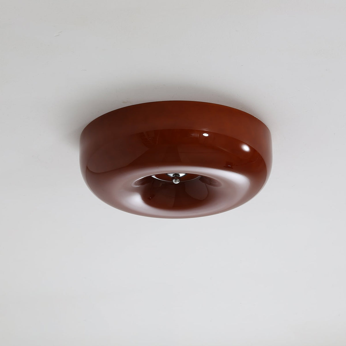 Swirled Glass Flush Mount Ceiling Light with Integrated LED – Chrome Finish – Dimmable Warm White – Modern Ceiling Lamp for Bedroom Living | Thomler