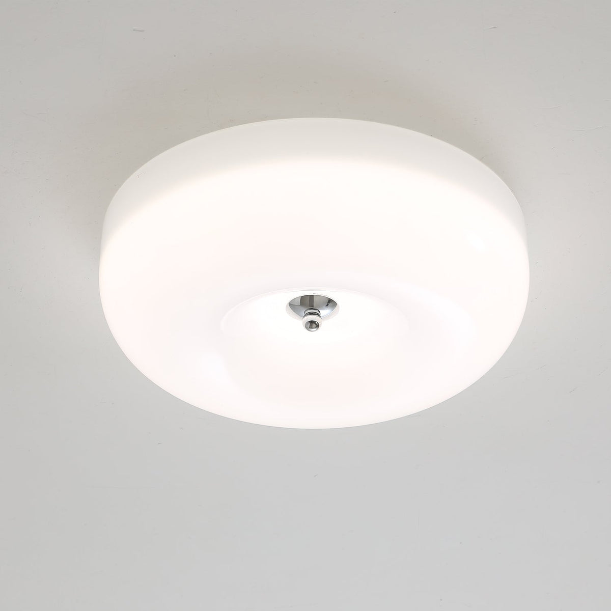 Frosted Glass Flush Mount LED Ceiling Light – Round Swirl Pattern with Chrome Base – Modern Kitchen Bedroom Lighting | Thomler