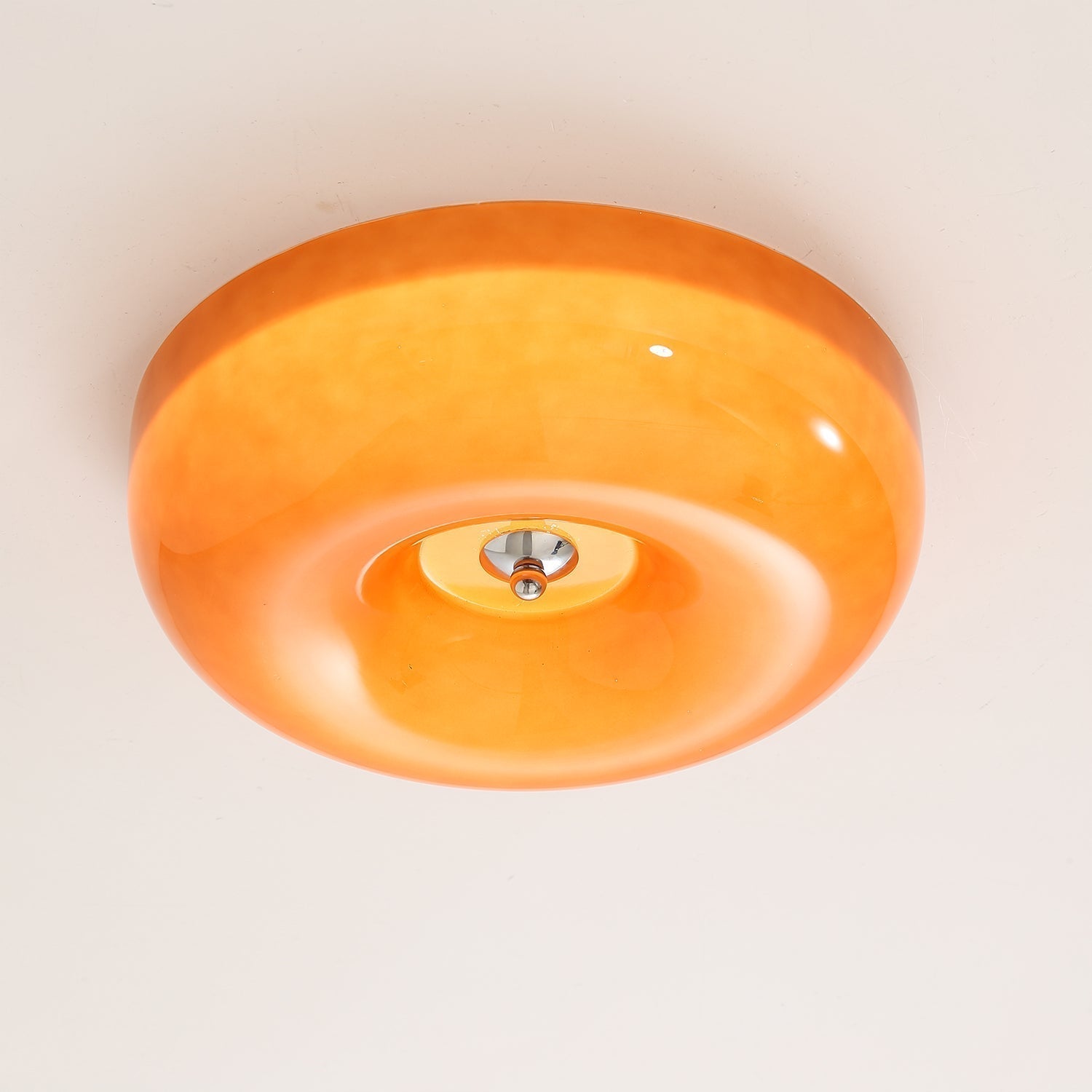 Swirled Glass Flush Mount Ceiling Light with Integrated LED – Chrome Finish – Dimmable Warm White – Modern Ceiling Lamp for Bedroom Living | Thomler