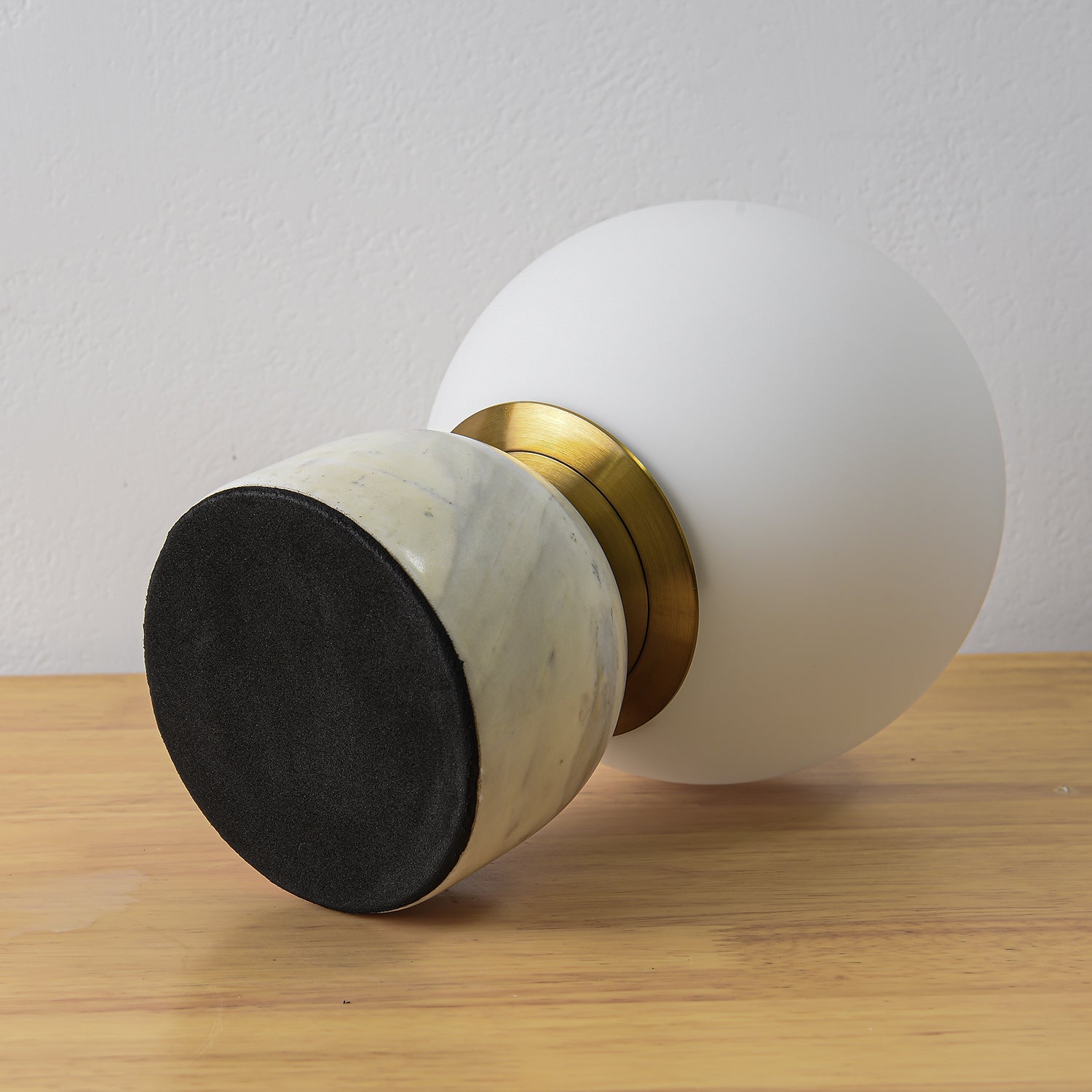 Marble Table Lamp 9.1 in (23.0 cm) Glass Globe Indoor Ambient Lighting Minimalist Modern Desk Light | Thomler