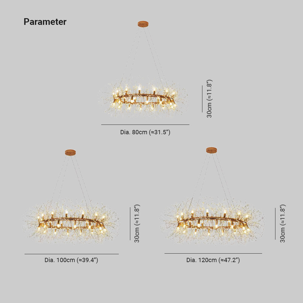 Crystal Starburst Chandelier – Modern Radial LED Fixture in Gold Metal | Thomler
