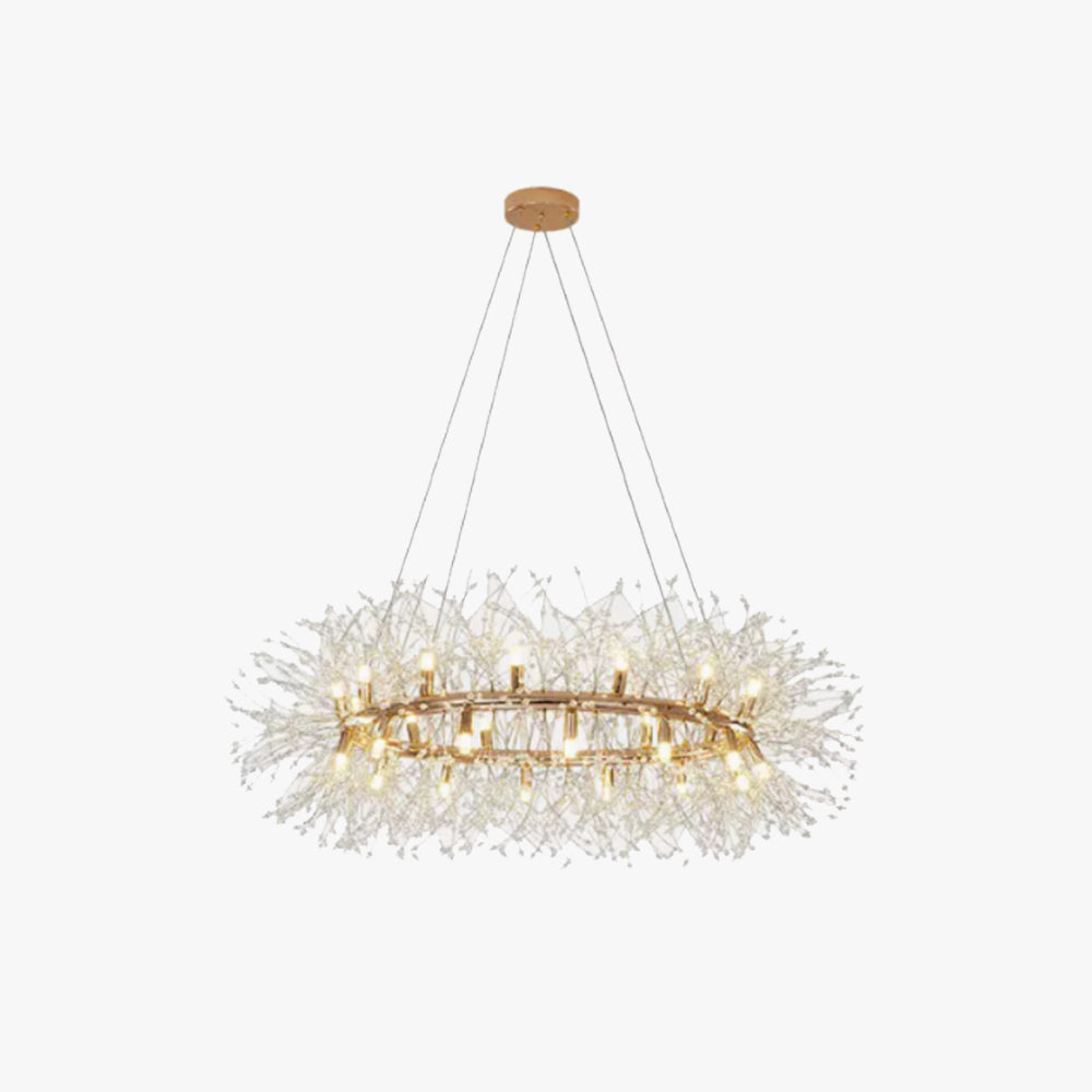 Crystal Starburst Chandelier – Modern Radial LED Fixture in Gold Metal | Thomler