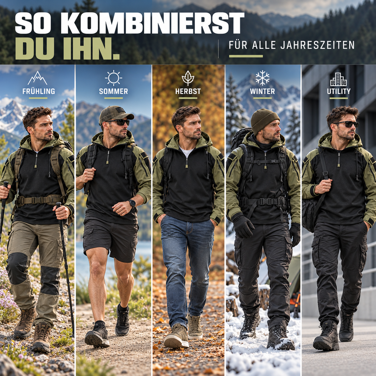 Water-Repellent Windproof Tactical Jacket for Men Outdoor Hiking Camping Everyday Wear Military Style Lightweight Polyester Coat | Thomler