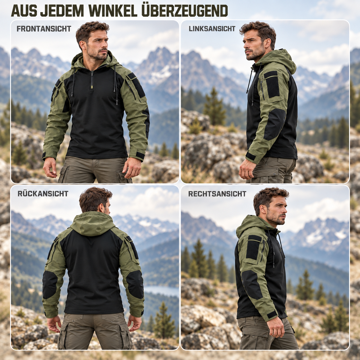 Water-Repellent Windproof Tactical Jacket for Men Outdoor Hiking Camping Everyday Wear Military Style Lightweight Polyester Coat | Thomler