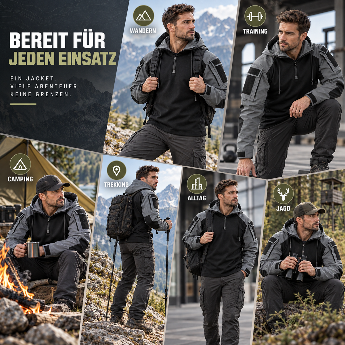 Water-Repellent Windproof Tactical Jacket for Men Outdoor Hiking Camping Everyday Wear Military Style Lightweight Polyester Coat | Thomler