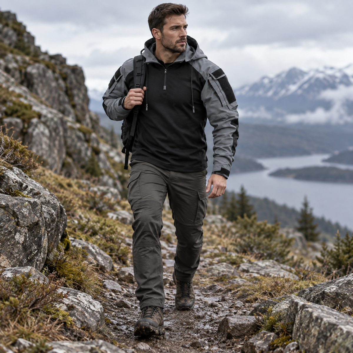 Water-Repellent Windproof Tactical Jacket for Men Outdoor Hiking Camping Everyday Wear Military Style Lightweight Polyester Coat | Thomler