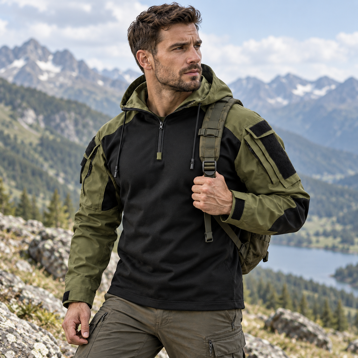 Water-Repellent Windproof Tactical Jacket for Men Outdoor Hiking Camping Everyday Wear Military Style Lightweight Polyester Coat | Thomler