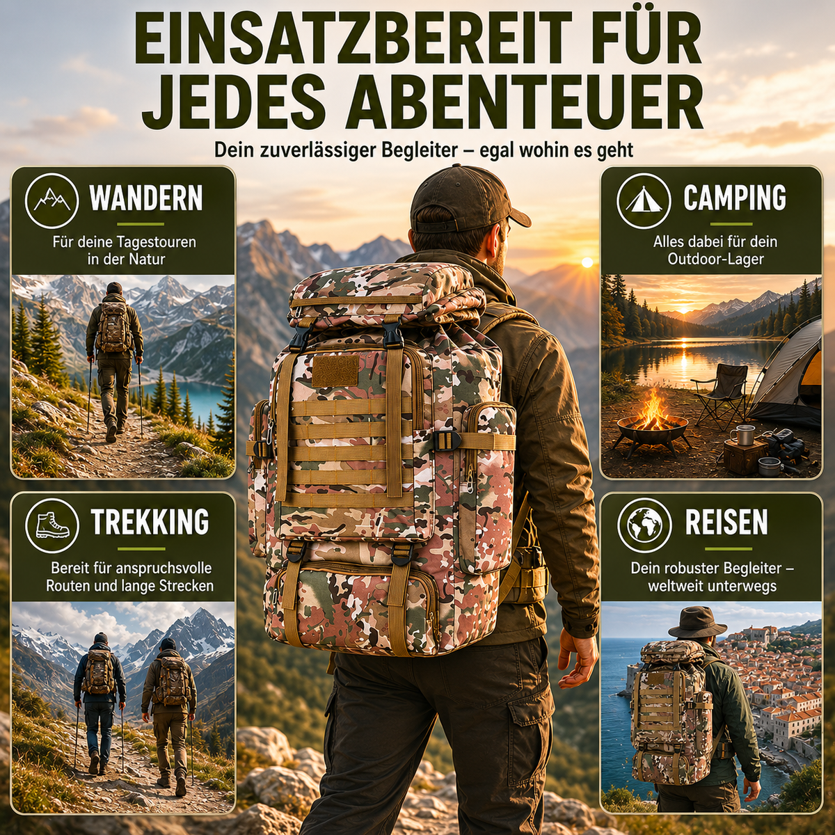 80L Hiking Backpack with MOLLE Webbing – Heavy-Duty 600D Oxford Pack for Multi-Day Treks & Camping Trips | Thomler