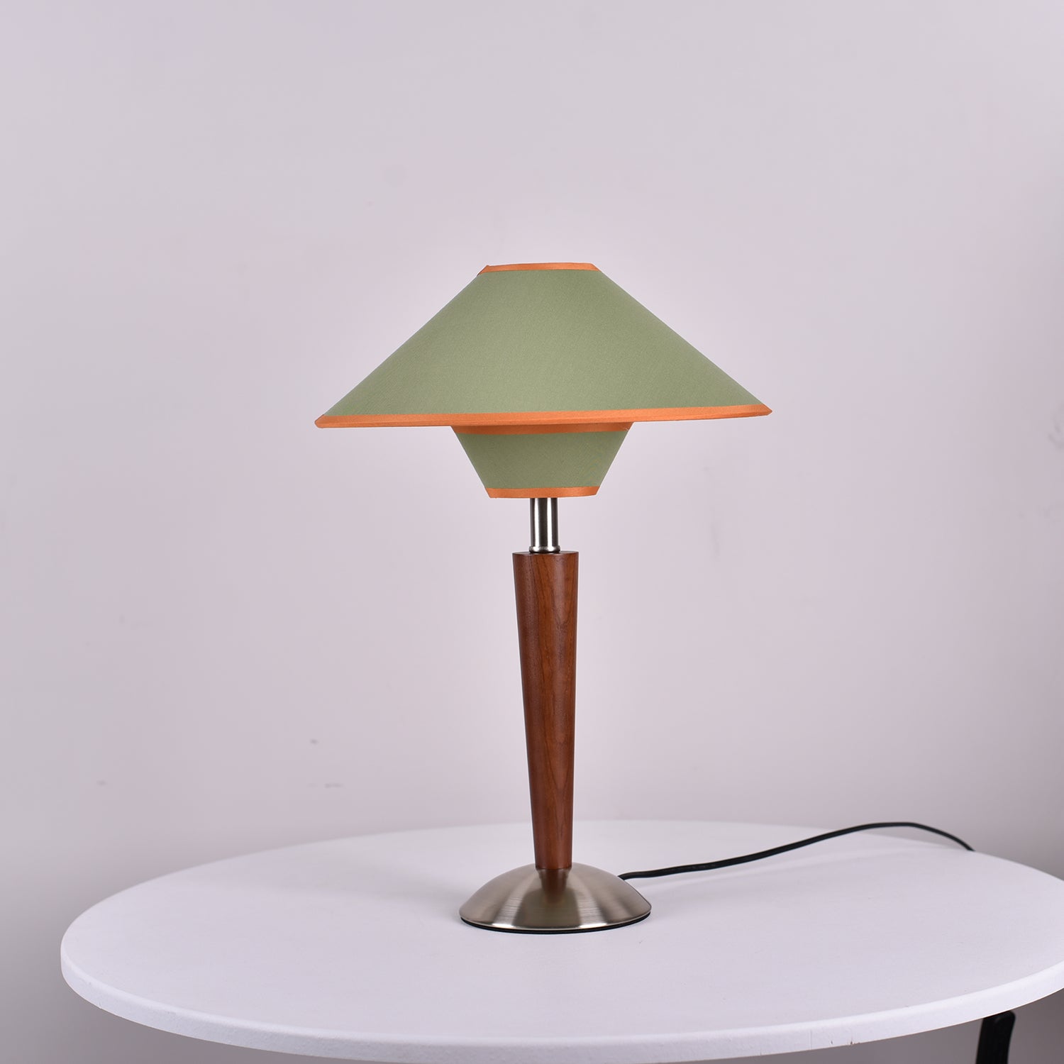Wood Table Lamp 17.3 in Fabric Shade E26 Bedroom Nightstand Living Room Modern Lighting | Thomler
