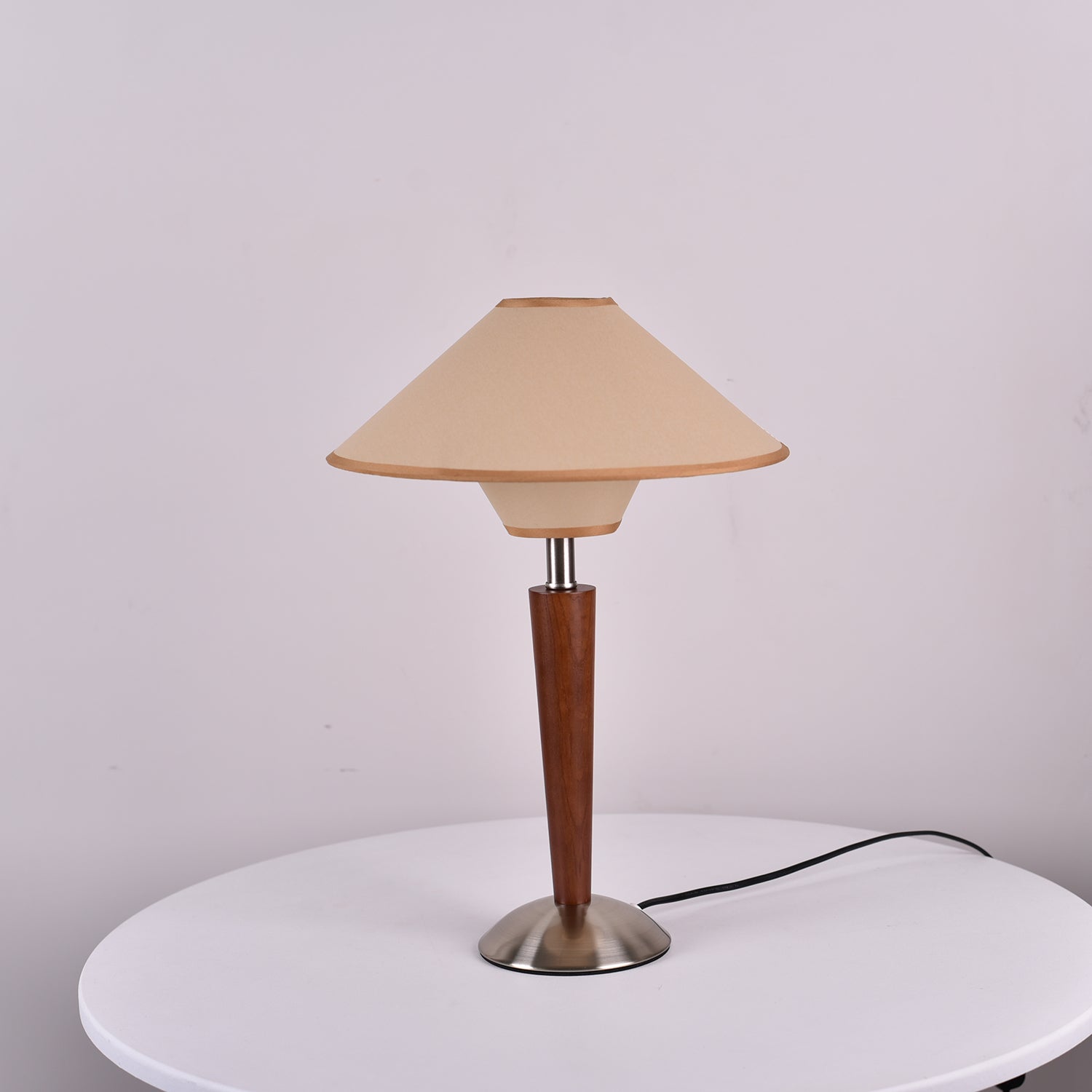Wood Table Lamp 17.3 in Fabric Shade E26 Bedroom Nightstand Living Room Modern Lighting | Thomler