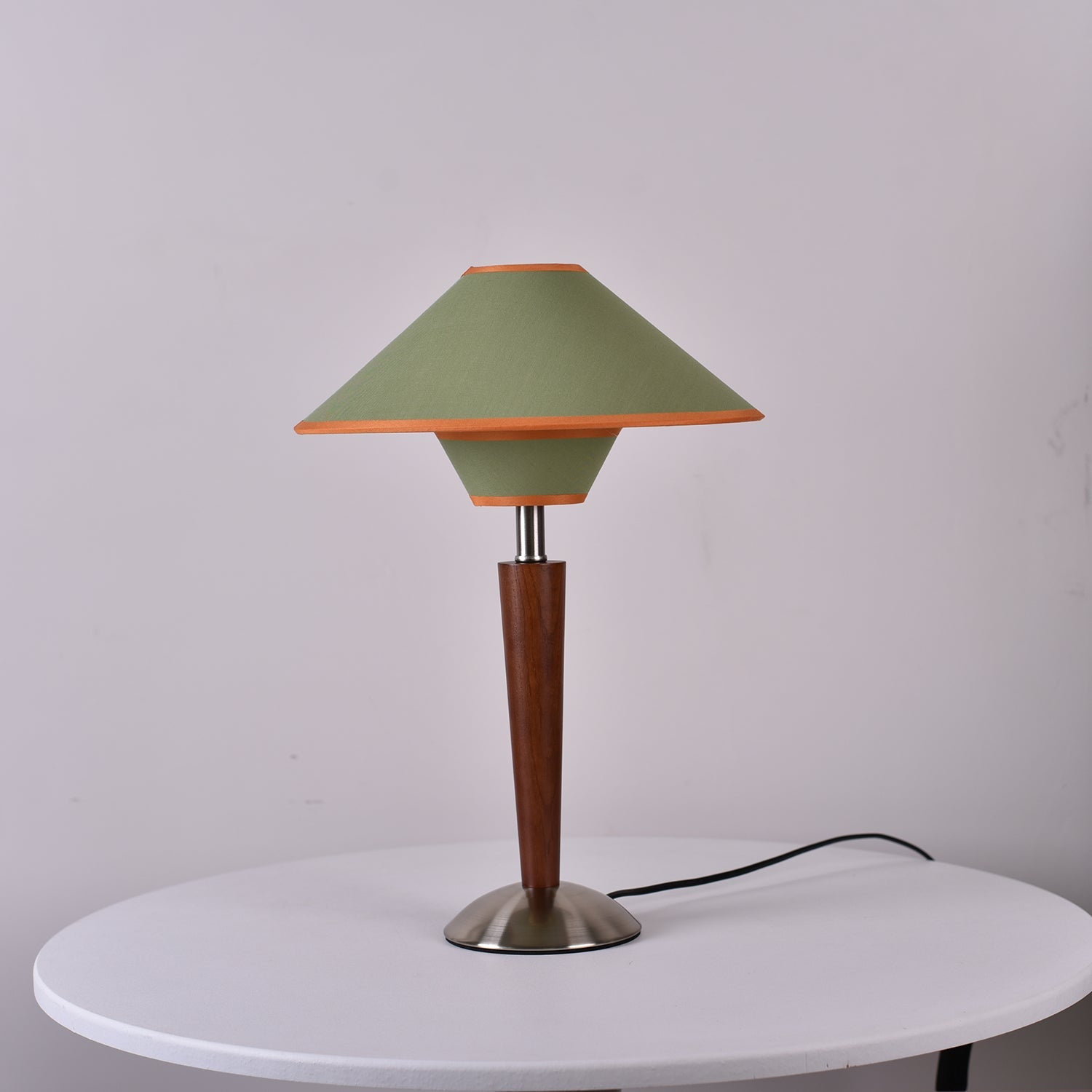 Wood Table Lamp 17.3 in Fabric Shade E26 Bedroom Nightstand Living Room Modern Lighting | Thomler
