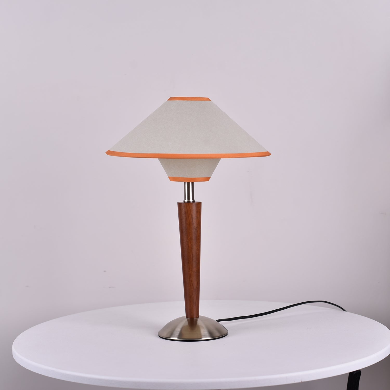 Wood Table Lamp 17.3 in Fabric Shade E26 Bedroom Nightstand Living Room Modern Lighting | Thomler