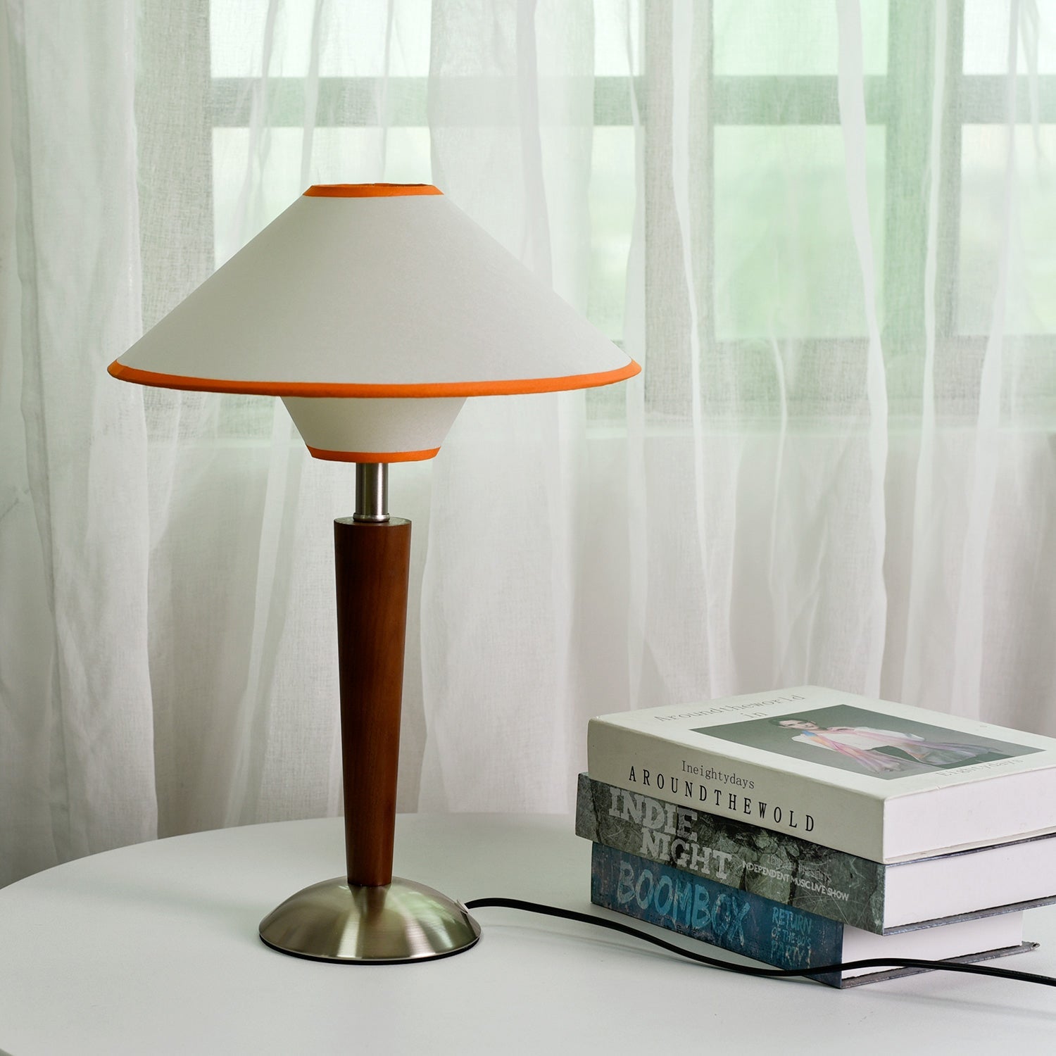 Wood Table Lamp 17.3 in Fabric Shade E26 Bedroom Nightstand Living Room Modern Lighting | Thomler