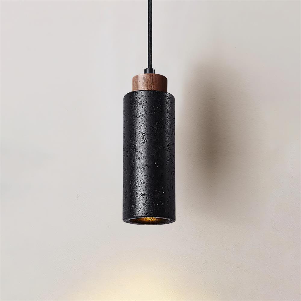 Pendant Light Travertine Stone Wood 25.0 cm Beige Dining Table Living Room LED Hanging Lamp Modern Minimalist Home Lighting | Thomler