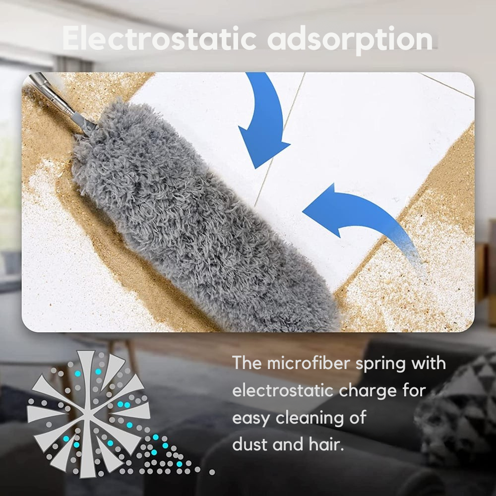 Extendable Microfiber Duster with Telescoping Handle – Bendable Head, Washable, Reaches 8 Feet for Ceiling Fans, High Shelves, Baseboards | Thomler