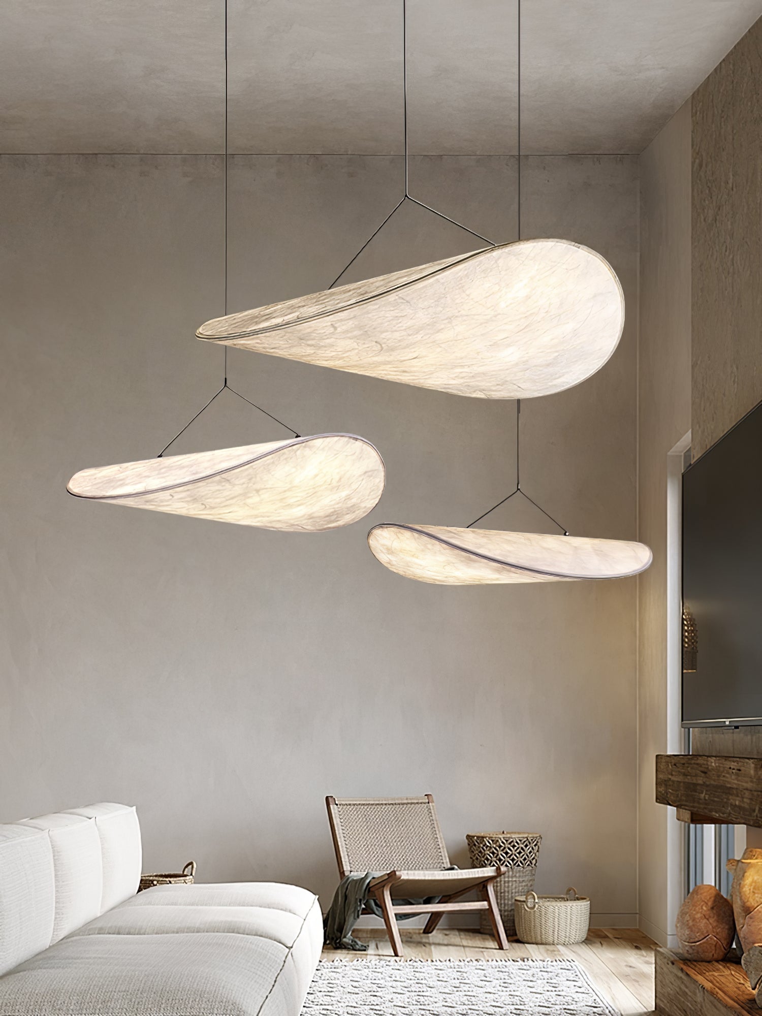 Tense Cloud Pendant Light 31.4 in LED White Ceiling Living Room Dining Modern Hanging Lamp Soft Diffuser Adjustable | Thomler