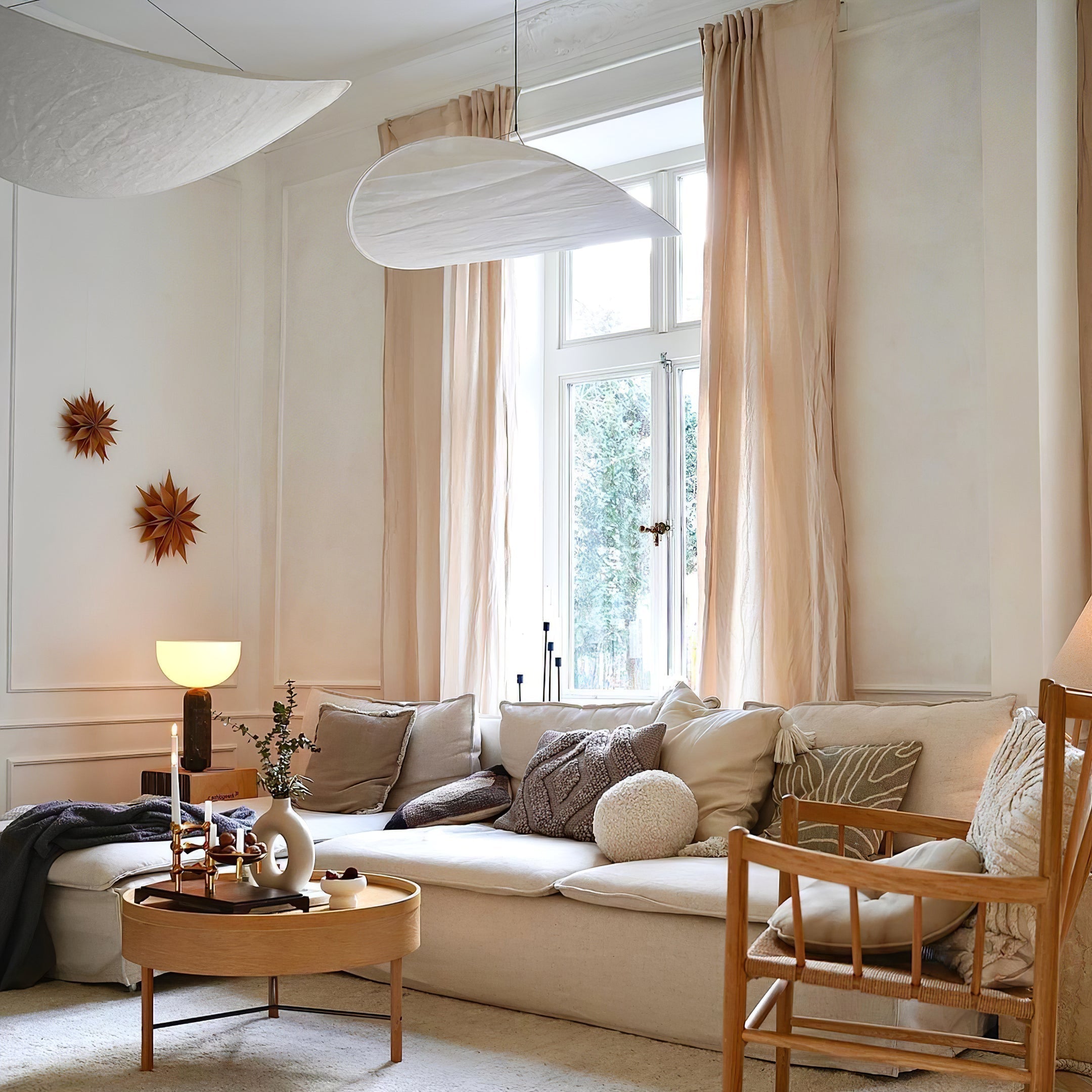 Tense Cloud Pendant Light 31.4 in LED White Ceiling Living Room Dining Modern Hanging Lamp Soft Diffuser Adjustable | Thomler