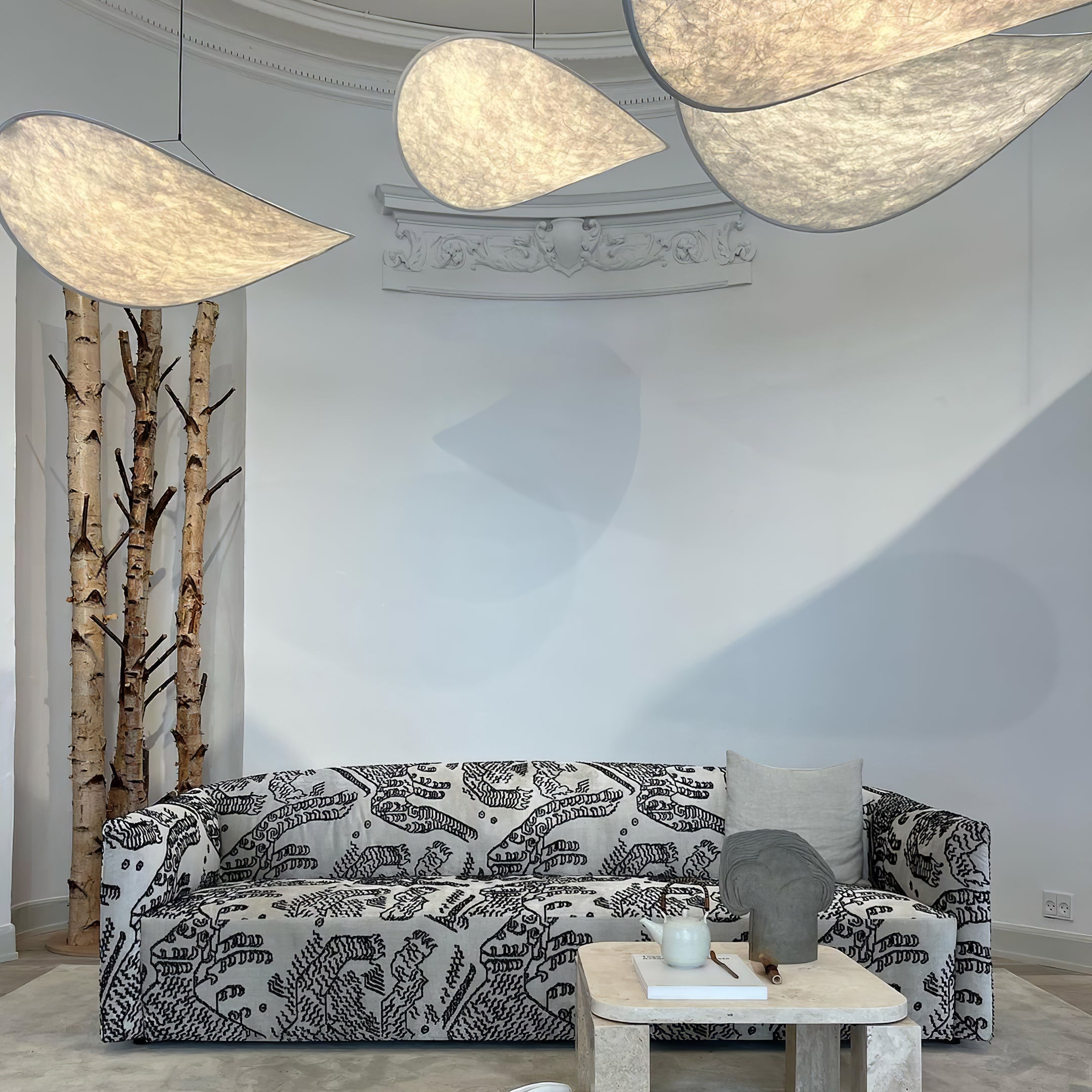 Tense Cloud Pendant Light 31.4 in LED White Ceiling Living Room Dining Modern Hanging Lamp Soft Diffuser Adjustable | Thomler