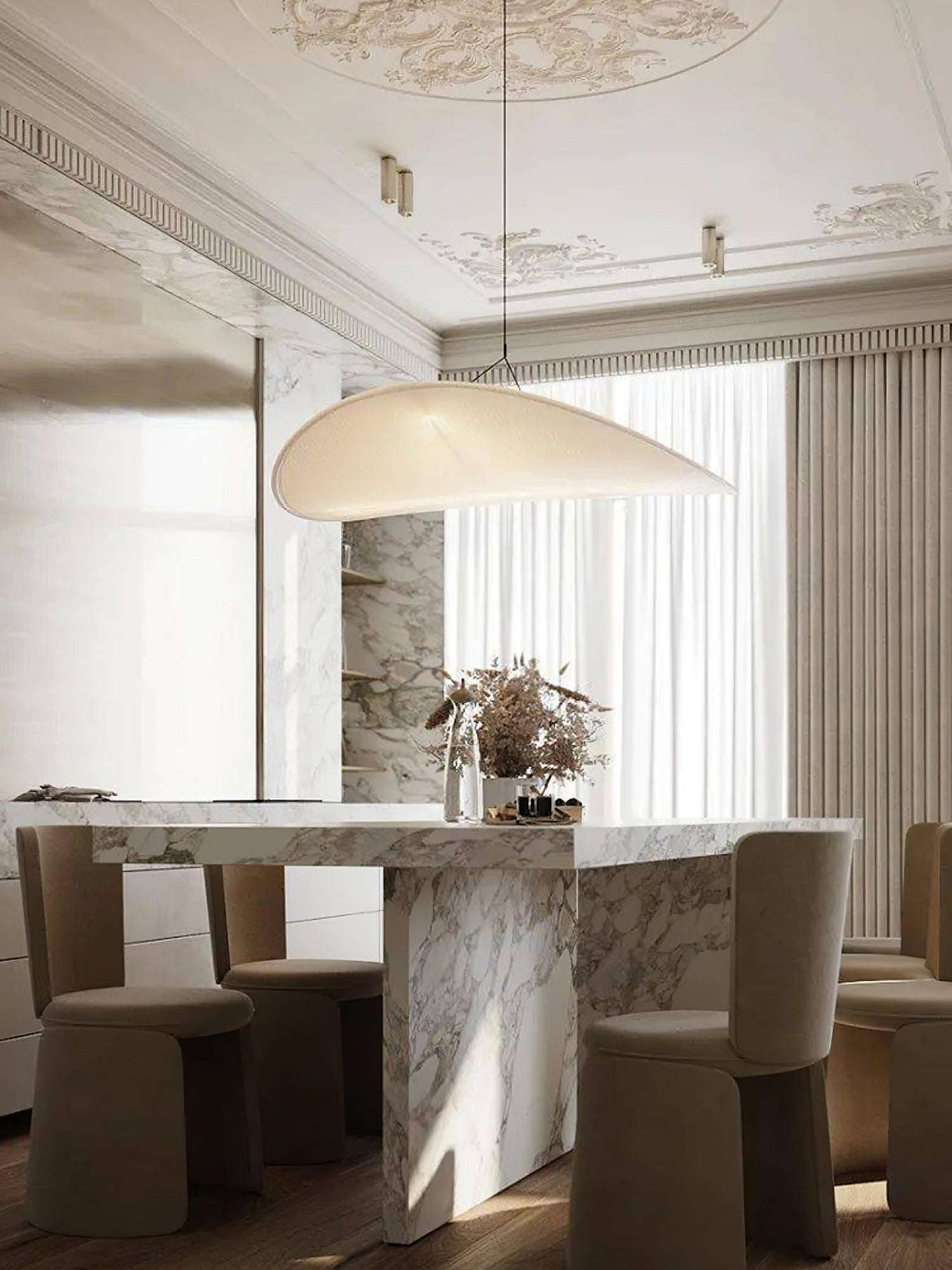Tense Cloud Pendant Light 31.4 in LED White Ceiling Living Room Dining Modern Hanging Lamp Soft Diffuser Adjustable | Thomler