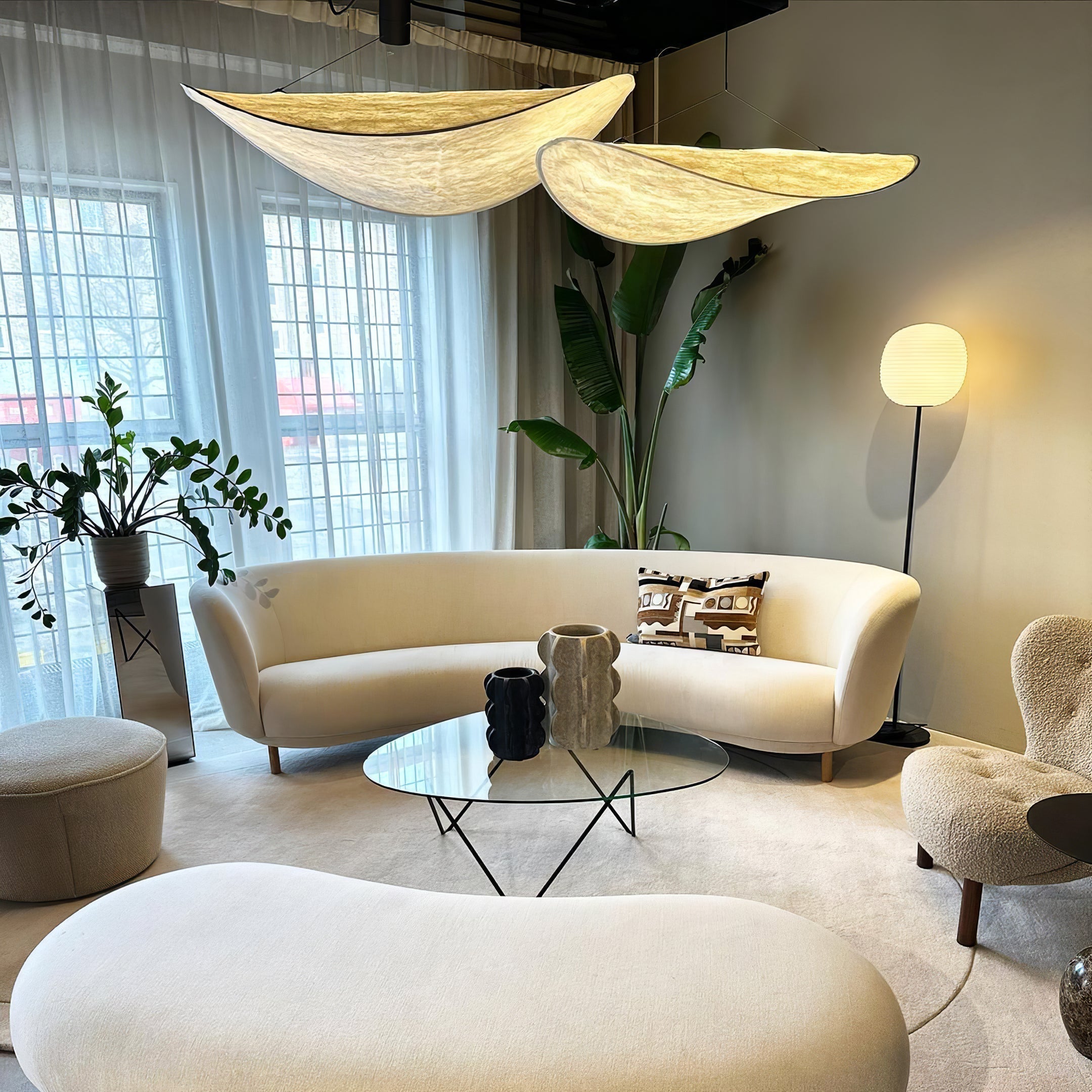 Tense Cloud Pendant Light 31.4 in LED White Ceiling Living Room Dining Modern Hanging Lamp Soft Diffuser Adjustable | Thomler