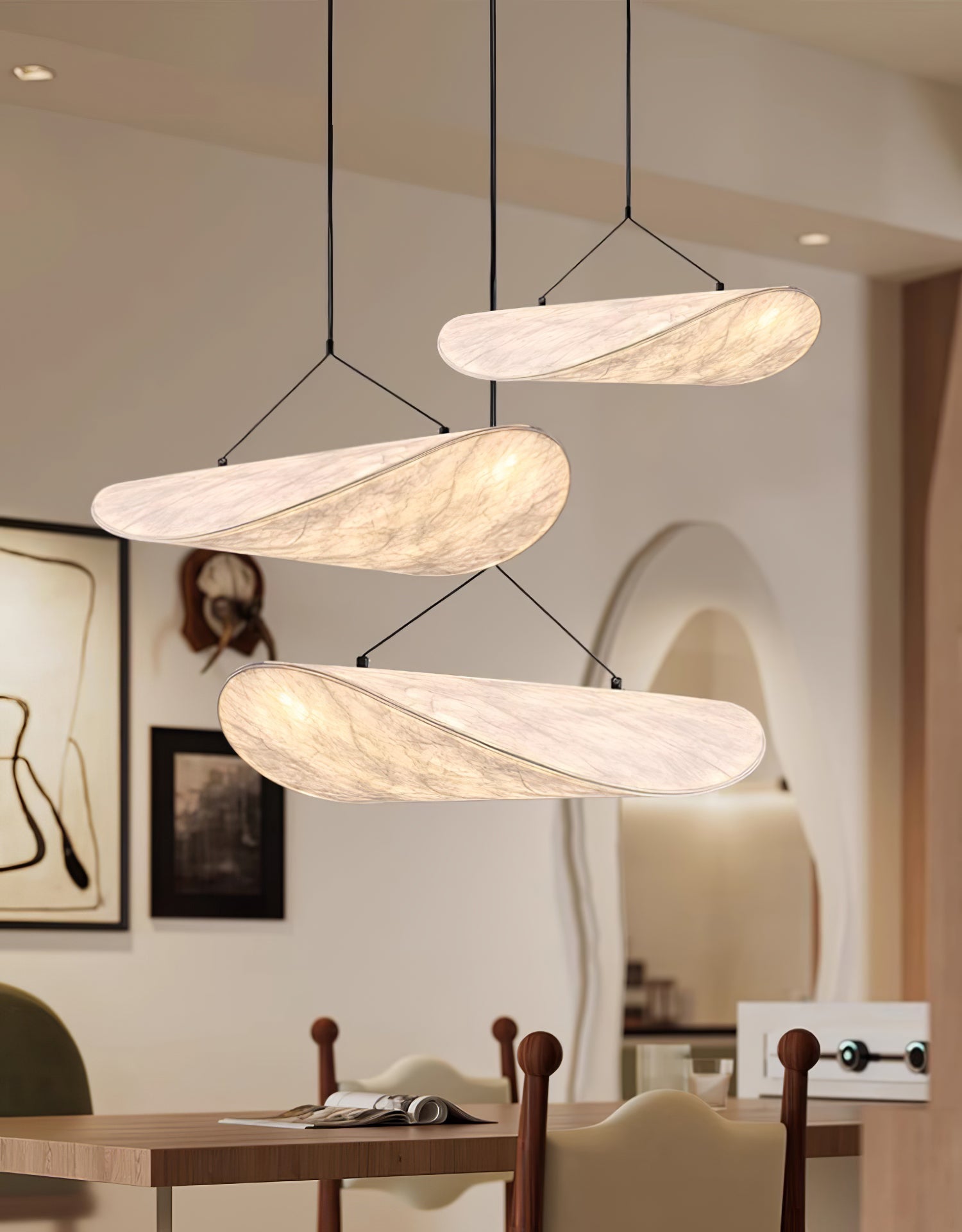 Tense Cloud Pendant Light 31.4 in LED White Ceiling Living Room Dining Modern Hanging Lamp Soft Diffuser Adjustable | Thomler