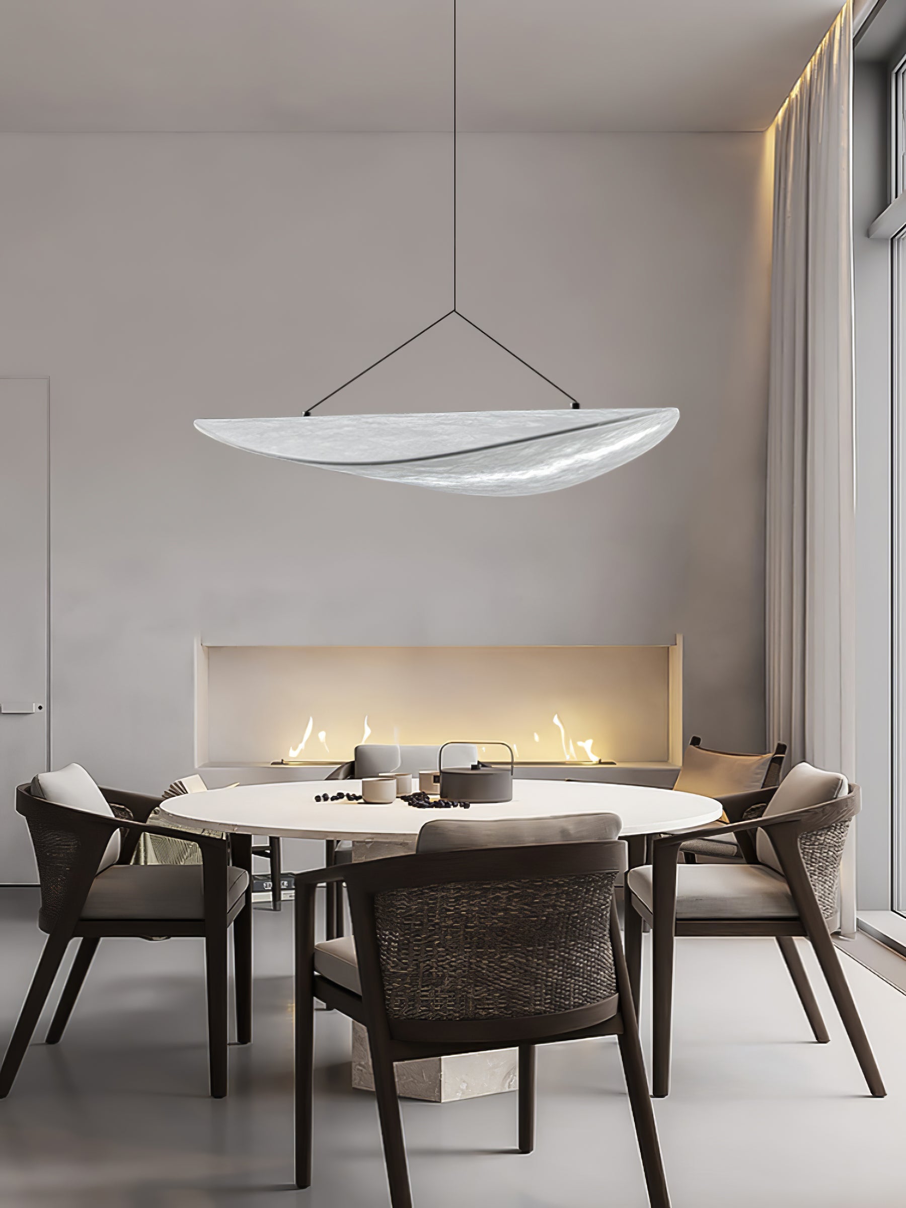 Tense Cloud Pendant Light 31.4 in LED White Ceiling Living Room Dining Modern Hanging Lamp Soft Diffuser Adjustable | Thomler
